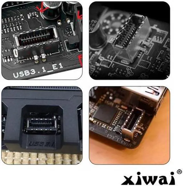 Alt view image 5 of 5 - Xiwai Front Panel Header USB 3.1 to USB 3.0 Type-A Female Extension Cable 50cm Panel Mount Type