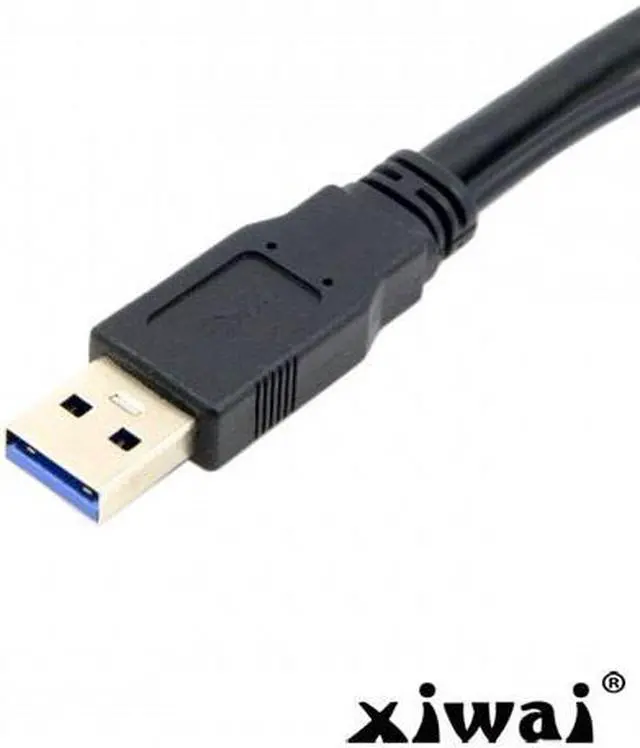 Alt view image 2 of 5 - Xiwai Black USB 3.0 Male to Dual USB Female Extra Power Data Y Extension Cable for 2.5" Mobile Hard Disk