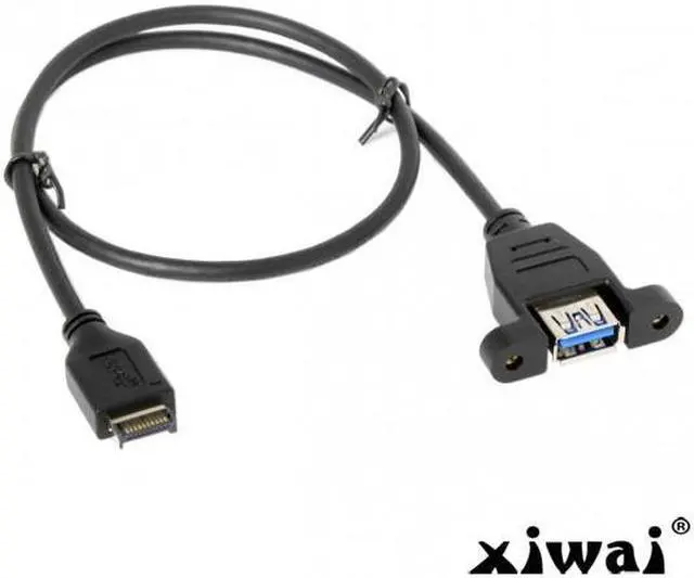 Alt view image 4 of 5 - Xiwai Front Panel Header USB 3.1 to USB 3.0 Type-A Female Extension Cable 50cm Panel Mount Type