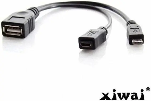 Main image of Xiwai Black Color Micro USB 2.0 OTG Host Flash Disk Cable with Micro USB power for Galaxy S3 i9300 S4 i9500 Note2 N7100 Note3 N9000 & S5 i9600