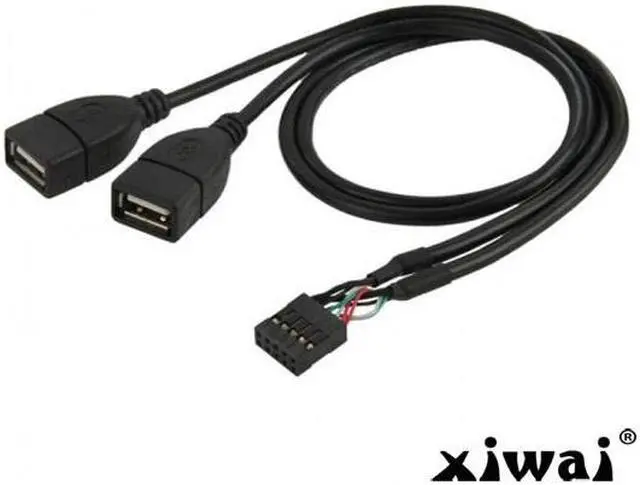 Main image of Xiwai 10 Pin Motherboard Female Header to Dual USB 2.0 Female Adapter Cable 50cm