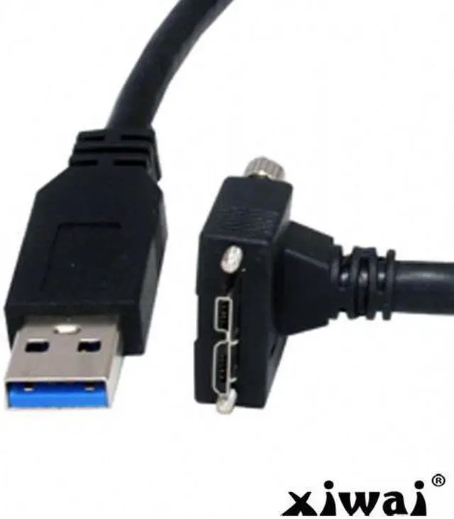 Main image of Xiwai 1.2m 90 Degree Up Angled Micro USB Screw Mount to 3.0 Data Cable for Industrial Camera