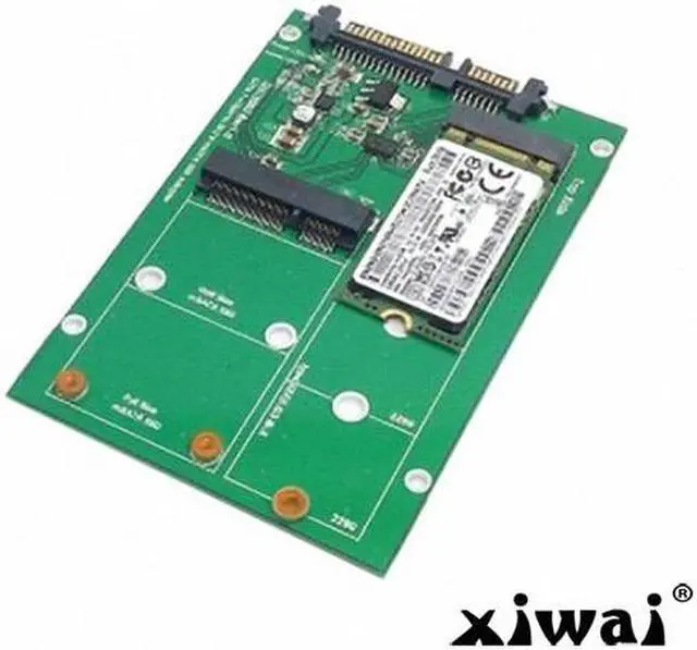 Alt view image 4 of 4 - Xiwai 2 in 1 Combo Mini PCI- E 2 Lane M.2 NGFF & mSATA SSD to SATA 3.0 III Adapter Converter PCBA