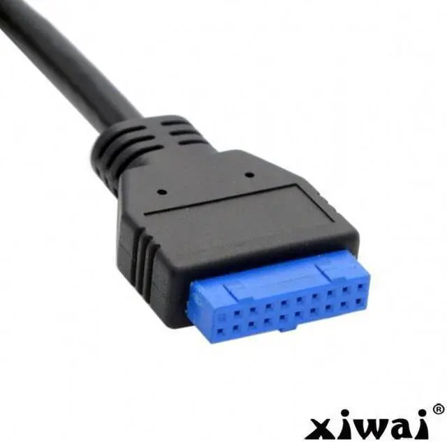 Alt view image 2 of 4 - Xiwai 90 Degree Left angled USB 3.0 B Type Male to 3.0 Motherboard 19pin Header Cable 50cm