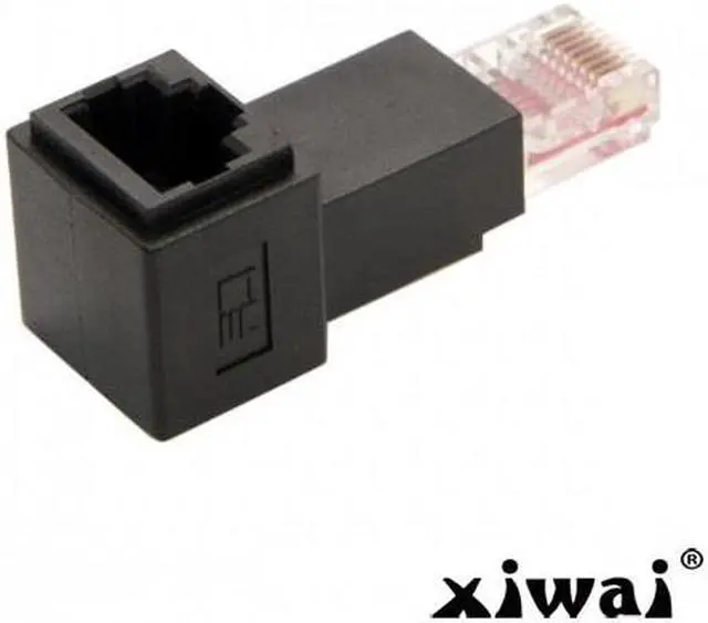 Alt view image 3 of 5 - Xiwai Cat 5e Up Angled 90 Degree 8P8C FTP STP UTP Male to Female Lan Ethernet Network Extension Adapter