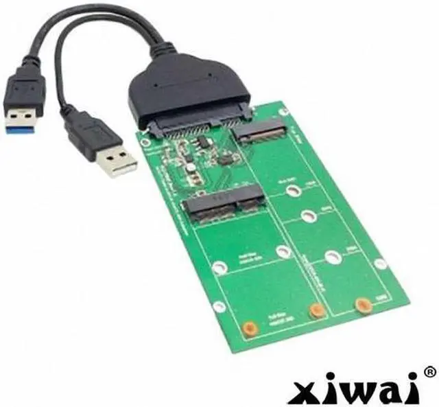 Main image of Xiwai USB 3.0 to SATA 22pin 2.5" Hard Disk to 2 in 1 Combo Mini PCI- E 2 Lane M.2 NGFF & mSATA SSD Adapter Converter