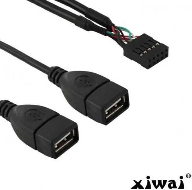 Alt view image 4 of 4 - Xiwai 10 Pin Motherboard Female Header to Dual USB 2.0 Female Adapter Cable 50cm