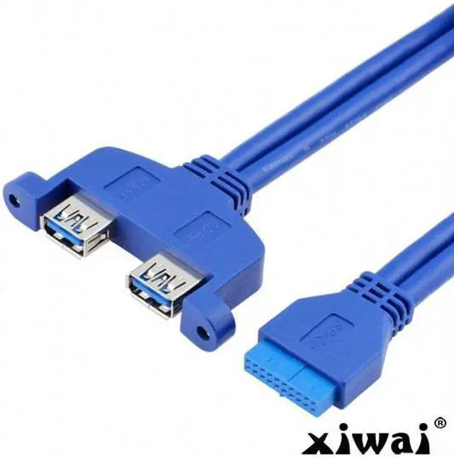 Alt view image 3 of 4 - Xiwai Internal 2Pin USB 3.0 Female Mount panel to Motherboard 20pin cable with PCI bracket