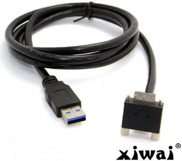 Alt view image 3 of 4 - Xiwai 3m 90 Degree Down Angled Micro USB Screw Mount to USB 3.0 Data Cable for Point Grey Chameleon Camera
