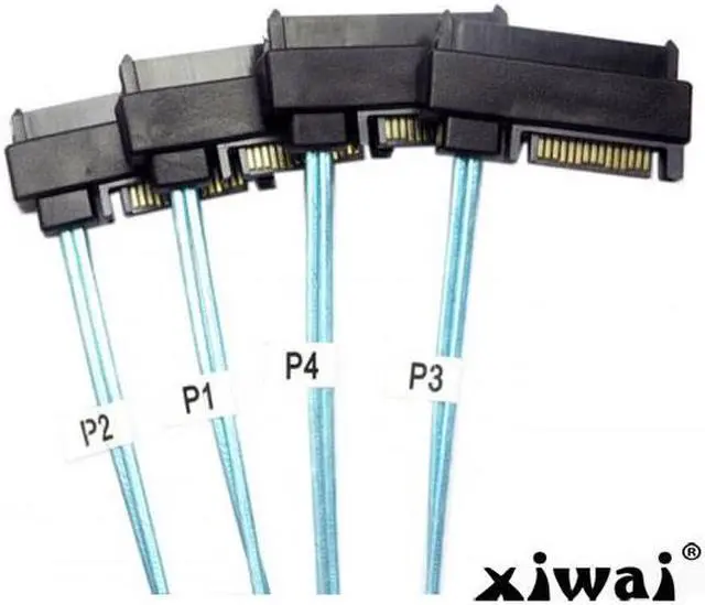 Alt view image 3 of 4 - Xiwai 36 Pin Mini SAS SFF-8087  Internal Host to 4 SFF-8482 Target SAS Hard Disk and SATA Power Cable 100cm