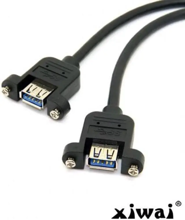 Alt view image 3 of 4 - Xiwai USB 3.0 Dual Ports A Female Screw Mount Type to Motherboard 20pin Header cable Black