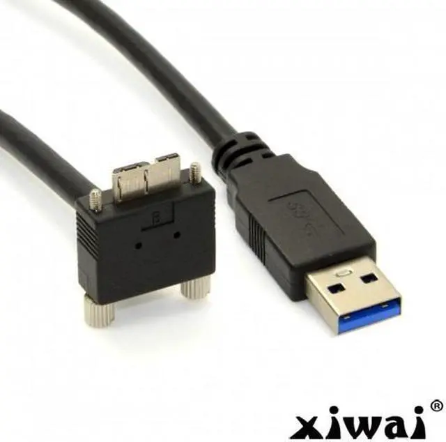 Main image of Xiwai 3m 90 Degree Down Angled Micro USB Screw Mount to USB 3.0 Data Cable for Point Grey Chameleon Camera