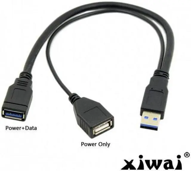 Alt view image 5 of 5 - Xiwai Black USB 3.0 Male to Dual USB Female Extra Power Data Y Extension Cable for 2.5" Mobile Hard Disk