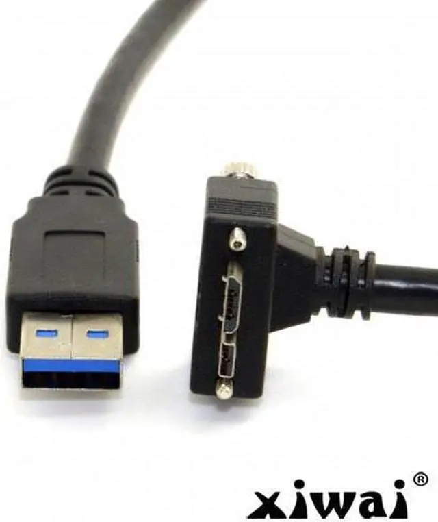 Alt view image 2 of 4 - Xiwai 3m 90 Degree Down Angled Micro USB Screw Mount to USB 3.0 Data Cable for Point Grey Chameleon Camera