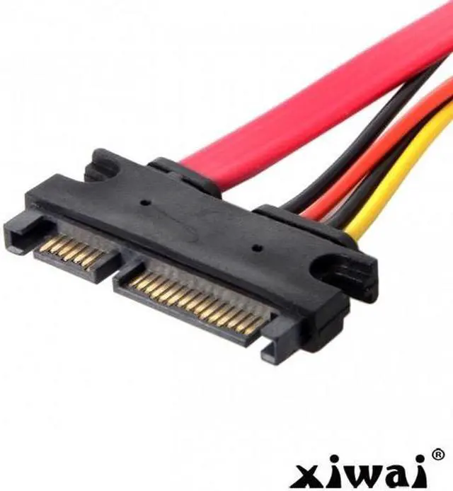 Alt view image 3 of 4 - Xiwai SATA III 3.0 7+15 22 Pin SATA Male to Female Data Power Extension Cable 30cm Red Color