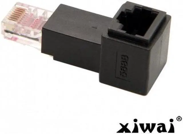 Alt view image 4 of 5 - Xiwai Cat 5e Up Angled 90 Degree 8P8C FTP STP UTP Male to Female Lan Ethernet Network Extension Adapter