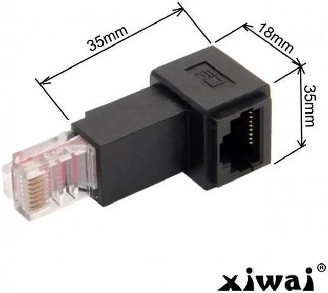 Alt view image 5 of 5 - Xiwai Cat 5e Up Angled 90 Degree 8P8C FTP STP UTP Male to Female Lan Ethernet Network Extension Adapter