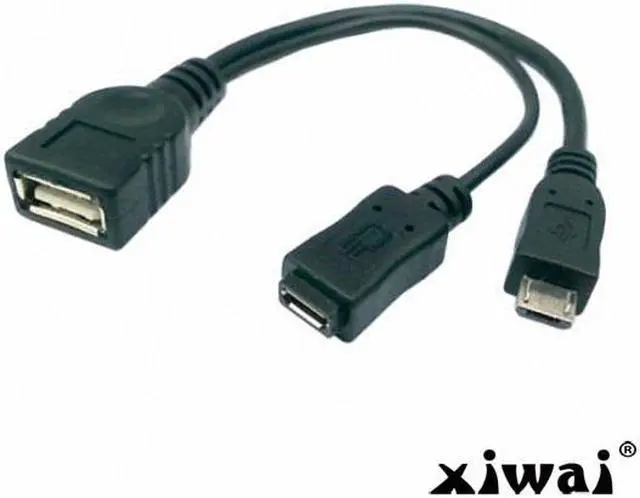 Alt view image 2 of 4 - Xiwai Black Color Micro USB 2.0 OTG Host Flash Disk Cable with Micro USB power for Galaxy S3 i9300 S4 i9500 Note2 N7100 Note3 N9000 & S5 i9600