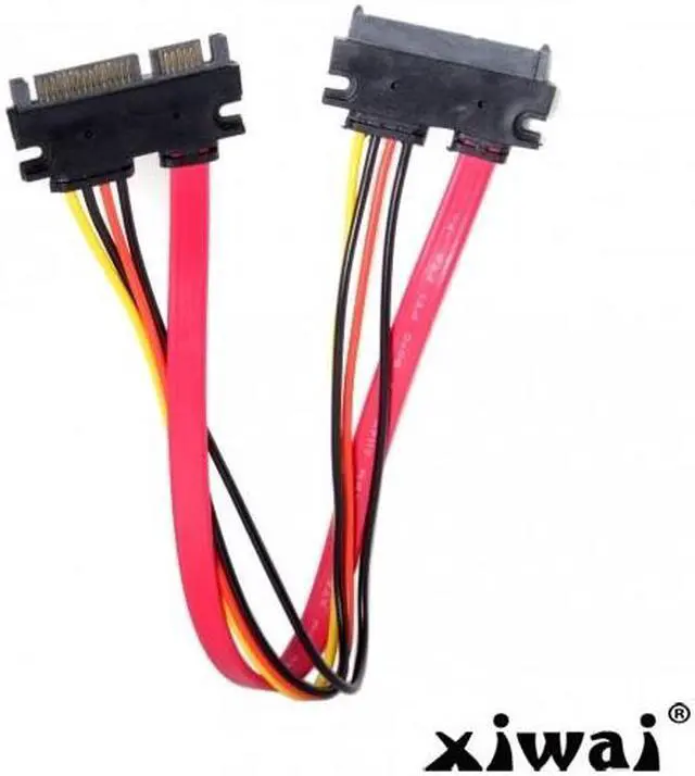 Alt view image 4 of 4 - Xiwai SATA III 3.0 7+15 22 Pin SATA Male to Female Data Power Extension Cable 30cm Red Color