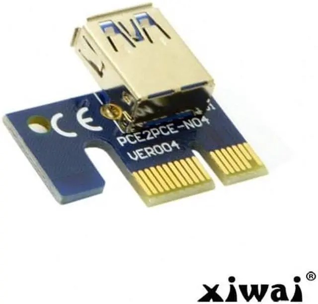 Alt view image 5 of 7 - Xiwai PCI-E 1x to 16x Mining Machine Enhanced Extender Riser Adapter with USB 3.0 & 6Pin Power Cable