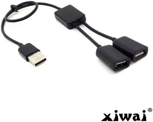 Alt view image 5 of 5 - Xiwai Black USB 2.0 Dual Ports Hub Cable Bus power For Laptop Macbook Notebook PC & Mouse & Flash Disk
