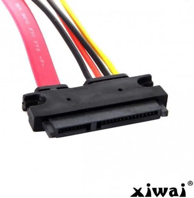 Alt view image 2 of 4 - Xiwai SATA III 3.0 7+15 22 Pin SATA Male to Female Data Power Extension Cable 30cm Red Color