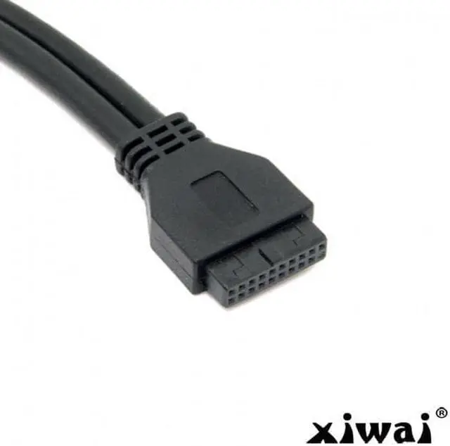 Alt view image 2 of 4 - Xiwai USB 3.0 Dual Ports A Female Screw Mount Type to Motherboard 20pin Header cable Black
