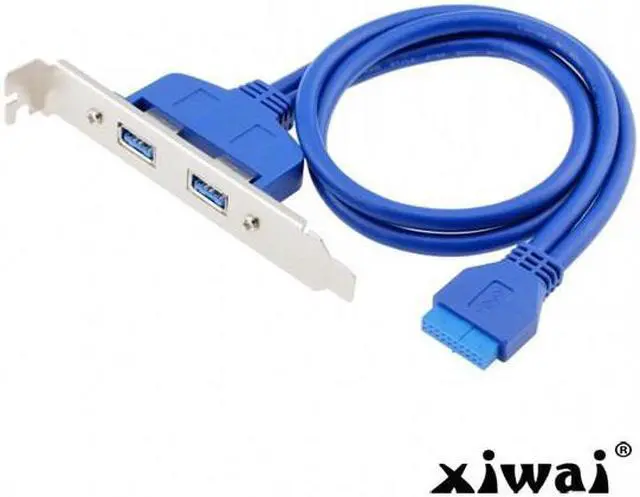 Alt view image 2 of 4 - Xiwai Internal 2Pin USB 3.0 Female Mount panel to Motherboard 20pin cable with PCI bracket