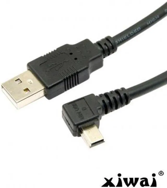 Alt view image 3 of 4 - Xiwai Mini USB B Type 5pin Male Right Angled 90 Degree to USB 2.0 Male Data Cable 6ft 1.8m