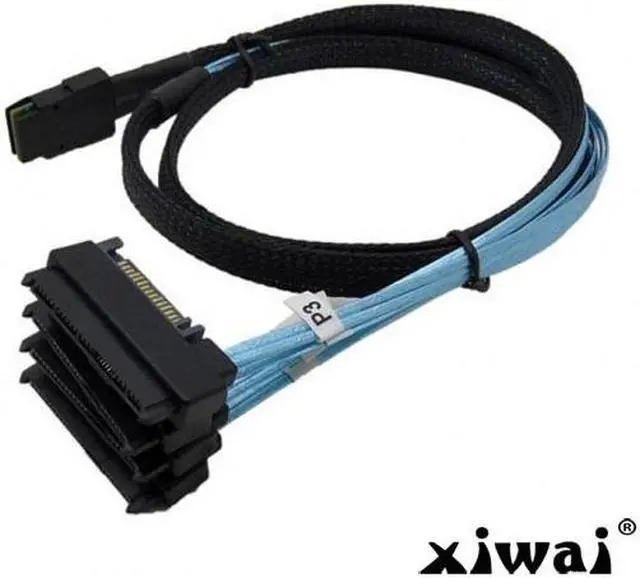Alt view image 4 of 4 - Xiwai 36 Pin Mini SAS SFF-8087  Internal Host to 4 SFF-8482 Target SAS Hard Disk and SATA Power Cable 100cm