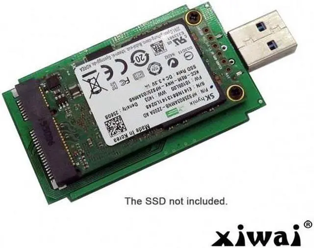 Alt view image 2 of 7 - Xiwai Mini PCI-E mSATA to USB 3.0 External SSD PCBA Conveter Adapter Pen Driver Card with Case