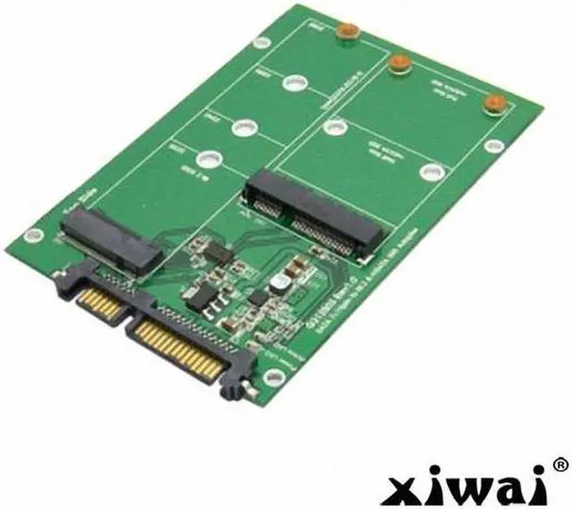 Alt view image 2 of 4 - Xiwai 2 in 1 Combo Mini PCI- E 2 Lane M.2 NGFF & mSATA SSD to SATA 3.0 III Adapter Converter PCBA