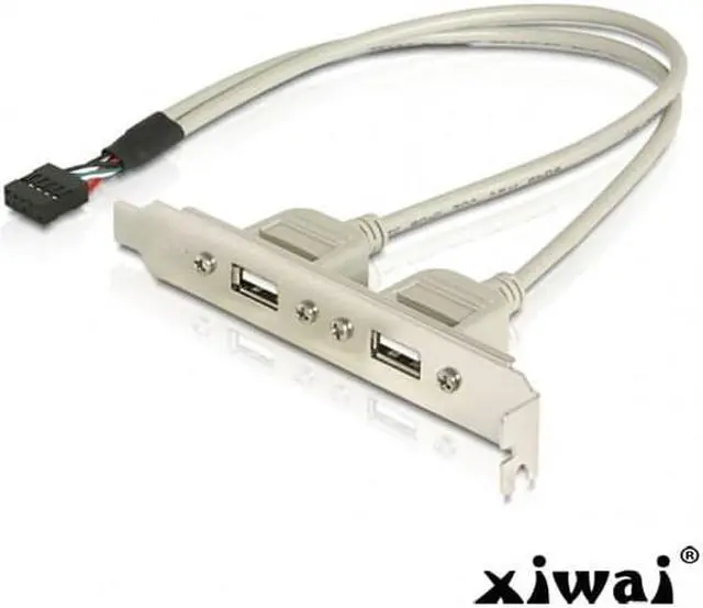 Alt view image 2 of 3 - Xiwai PCI USB 2.0 A type Female Screw to Motherboard 9p header cable with bracket