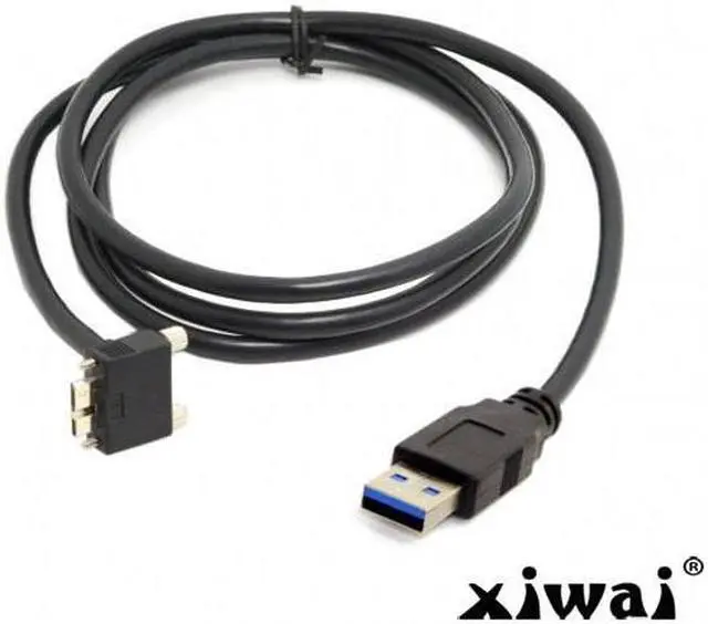 Alt view image 4 of 4 - Xiwai 1.2m 90 Degree Up Angled Micro USB Screw Mount to 3.0 Data Cable for Industrial Camera