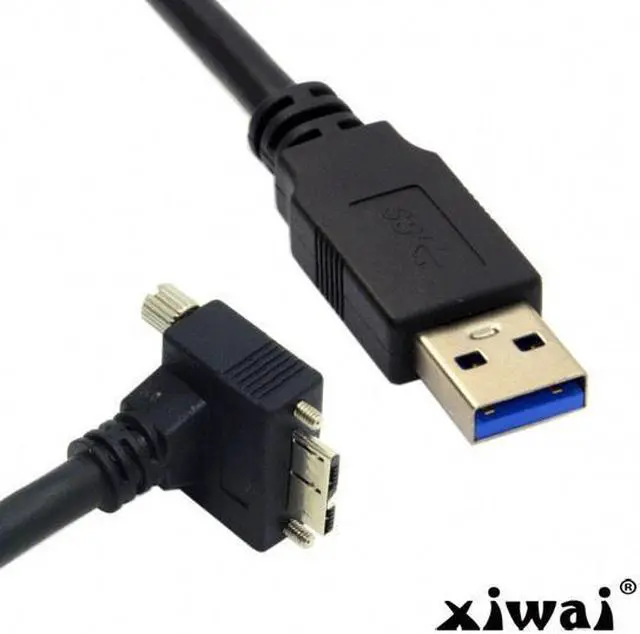 Alt view image 3 of 4 - Xiwai 1.2m 90 Degree Up Angled Micro USB Screw Mount to 3.0 Data Cable for Industrial Camera