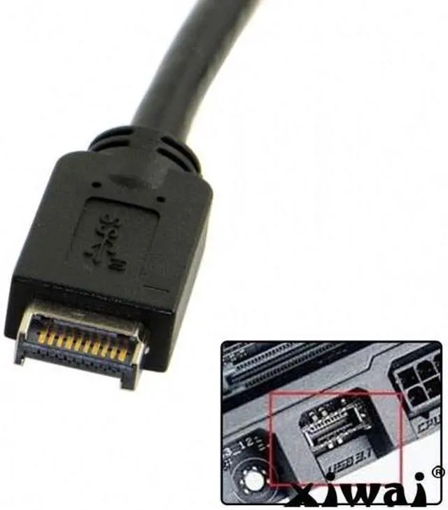 Alt view image 4 of 7 - Xiwai Front Panel Header USB 3.1  to USB-C Type-C Female Extension Cable 40cm with Panel Mount Screw