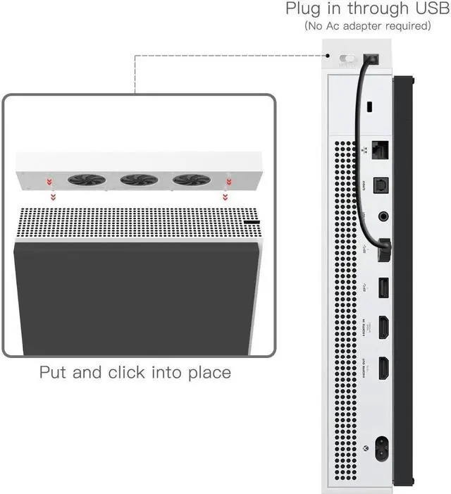 Alt view image 5 of 8 - DOBE Game Console Cooling Fans with Dual USB Ports & Low/High Speed Switch for XBOX One S Console