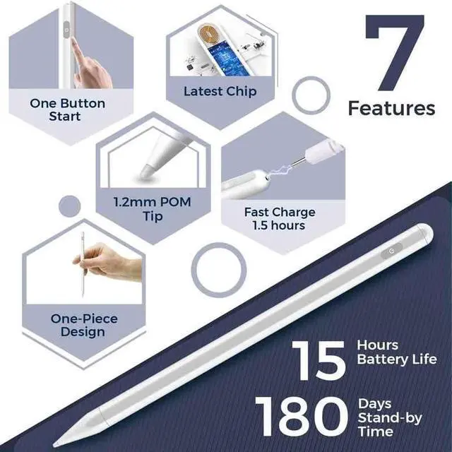 Alt view image 6 of 7 - Anti-mistouch Active Capacitive Stylus Pen for iPad / iPad Pro