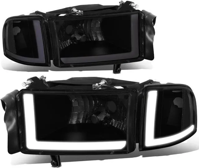 Main image of DNA Motoring HL-LB2-DR944-BK-SM-CL1 For 1994 to 2002 Dodge Ram 1500 2500 3500 LED DRL Headlight Smoked Housing Clear Corner Headlamp 95 96 97 98 99 00 01 Left + Right