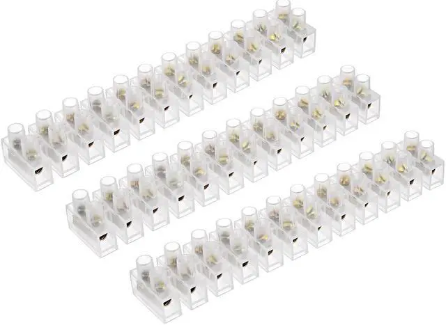 Main image of Terminal Block , 20A 12 Position Dual Row Type H Wire Connector Screw Terminal Barrier Strip , Pack of 5
