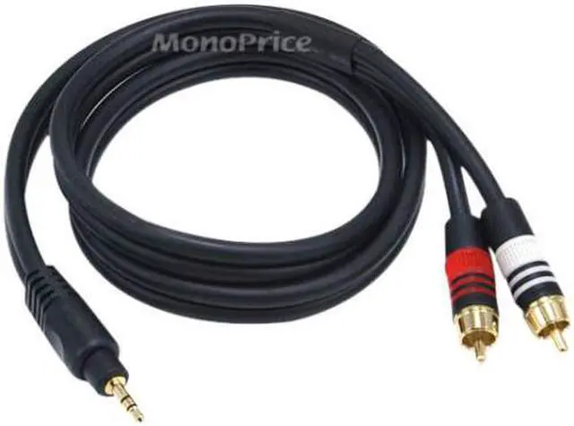 Alt view image 2 of 14 - Monoprice 5597 3ft 3.5mm Stereo Male to 2RCA Male 22AWG Cable Cord Gold Plated