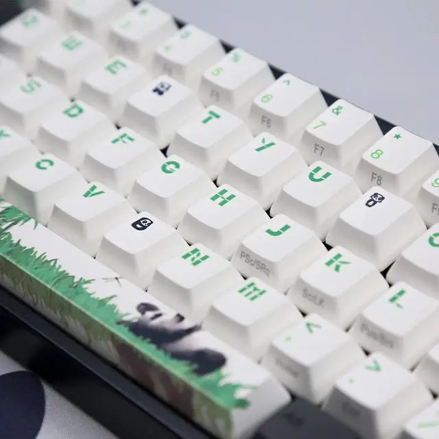 Alt view image 5 of 6 - Ducky X Varmilo MIYA Pro Panda White LED 65% Dye Sub PBT Mechanical Gaming Keyboard Cherry MX Red NKRO Detachable USB Type-C Wired Black/White/Green
