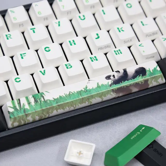 Alt view image 4 of 6 - Ducky X Varmilo MIYA Pro Panda White LED 65% Dye Sub PBT Mechanical Gaming Keyboard Cherry MX Red NKRO Detachable USB Type-C Wired Black/White/Green