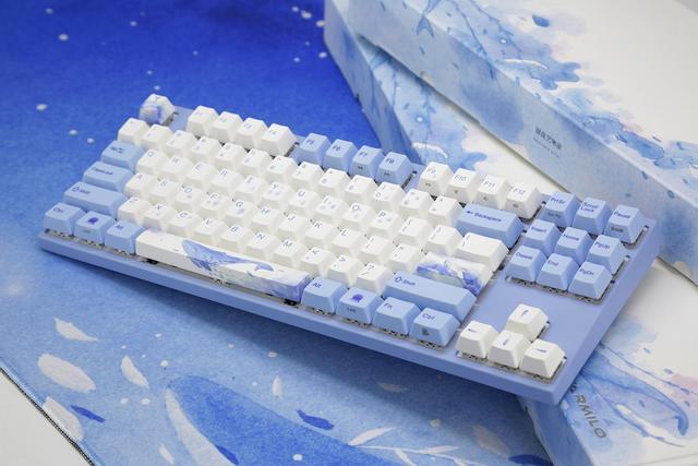 Varmilo VA87M Sea Melody TKL Gaming Mechanical Keyboard Cherry MX Red  Switch 87 Keys Dye Sub PBT Keycaps NKRO Detachable USB Wired Blue and White