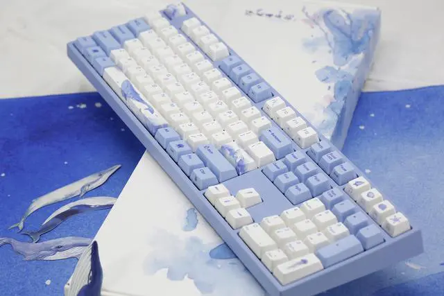 Alt view image 3 of 6 - Varmilo VA108M Sea Melody Full Size Gaming Mechanical Keyboard Cherry MX Red Switch Dye Sub PBT Keycaps NKRO Detachable USB Wired Blue and White