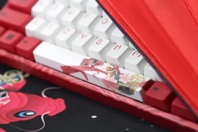 Alt view image 6 of 7 - Varmilo VA87M Koi TKL Gaming Mechanical Keyboard Cherry MX Blue Switch 87 Keys Dye Sub PBT Keycaps NKRO Detachable USB Wired Red and White