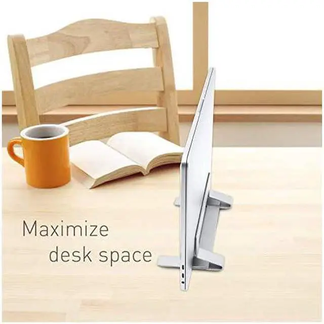 Alt view image 3 of 7 - Vertical Laptop Stand for Desk Adjustable Laptop Holder for Universal Compatibility Saves Space Improves Device Airflow Use as MacBook Stand or Laptop Dock Weighted Steel Frame