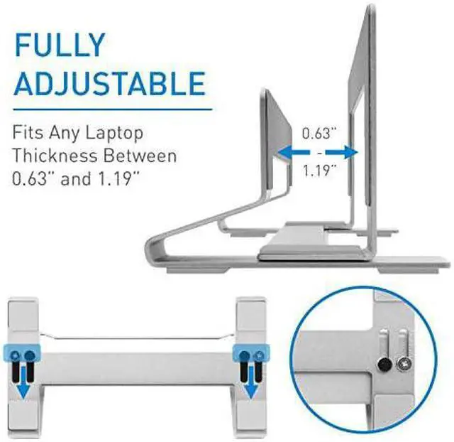 Alt view image 5 of 7 - Vertical Laptop Stand for Desk Adjustable Laptop Holder for Universal Compatibility Saves Space Improves Device Airflow Use as MacBook Stand or Laptop Dock Weighted Steel Frame
