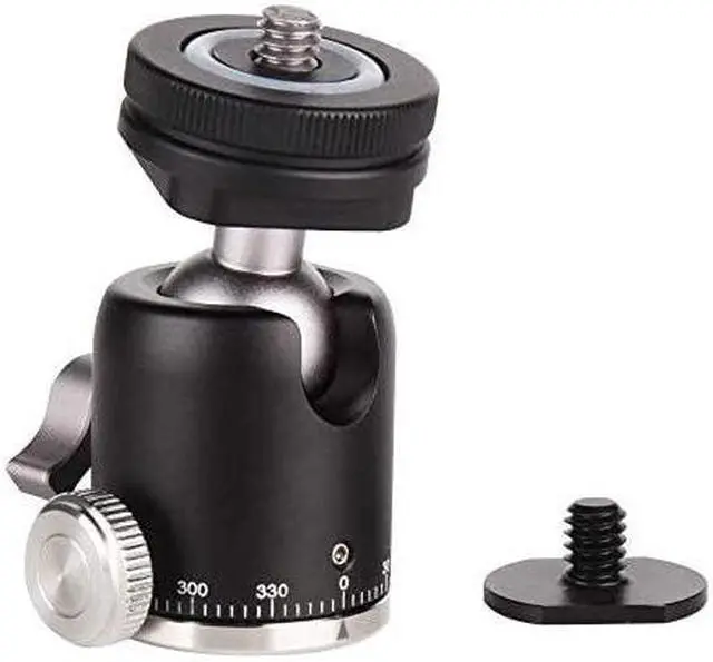 Main image of Tripod Mini Ball Head with Cold Shoe - Metal Professional Panoramic Ballhead 360° Pan 90° Tilt Tripod Mount Adapter with 1/4" Screw for DSLR /Light Stand/Cell Phone/Monopod/Gopro