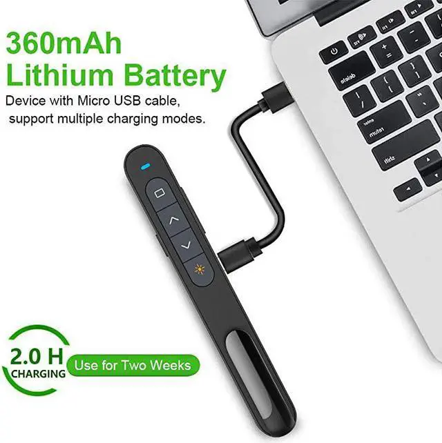 Alt view image 3 of 7 - 330FT  N76 Green Presentation Remote Rechargeable Wireless Presenter Remote with Green Light Presentation Pointer Slide Advancer Support HyperlinkVolumeKeyCustomized